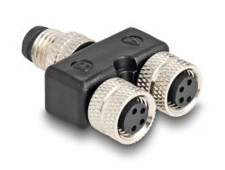 DeLOCK M8 Y-Splitter A-kodiert 4 Pin 1 x Stecker zu 2 x Buchse Parallelschaltung (Delock M8 Y-Splitter A-kodiert 4 Pin 1 x Stecker zu 2 x Buchse Parallelschaltung)