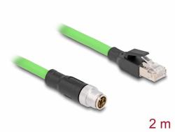 DeLOCK 80442 Netzwerkkabel Grün 2 m SF/UTP [S-FTP] (Delock M12 Kabel X-kodiert 8 Pin Stecker zu RJ45 Stecker PUR [TPU] 2 m)