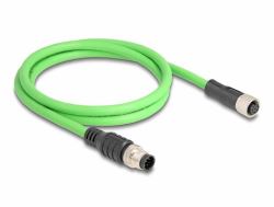 DeLOCK 80401 Netzwerkkabel Grün 1 m SF/UTP [S-FTP] (Delock M12 Kabel A-kodiert 8 Pin Stecker zu Buchse PUR [TPU] 1 m)