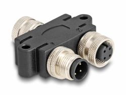 DeLOCK M12 Y-Splitter A-kodiert 4 Pin 1 x Buchse zu 1 x Stecker und 1 x Buchse Parallelschaltung (Delock M12 Y-Splitter A-kodiert 4 Pin 1 x Buchse zu 1 x Stecker und 1 x Buchse Parallelschaltung)
