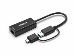Origin Storage 4X90S91831-OS Kabeladapter USB3.0/USB-C RJ45 Schwarz (USB3.0 or USB-C [with USB-C male to USB3.0 female adapter] to RJ45 Gigabit Adapter)