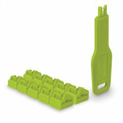 Lindy 47894 Schnittstellenblockierung Schnittstellenblockierung + Schlüssel RJ-45 Grün Acrylnitril-Butadien-Styrol [ABS] 10 Stück[e] (RJ45 PORT LOCKS GREEN 10X + 1 - KEY)