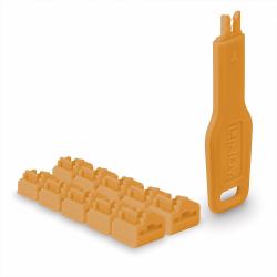 Lindy 47897 Schnittstellenblockierung Schnittstellenblockierung + Schlüssel RJ-45 Orange Acrylnitril-Butadien-Styrol [ABS] 10 Stück[e] (RJ45 Port Locks Orange, 10x + - 1 Key)