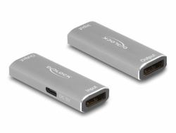 DeLOCK DisplayPort 1.4 Repeater 8K 30 Hz 20 m (DisplayPort Kabel silber Metall, 16K 60 Hz, 1 m, Monitor, Video Display AV)