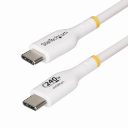 StarTech.com 4m USB-C-Ladekabel, Laden und Synchronisieren, 240W [5A] Power Delivery EPR, USB 2.0 Laptop-Ladekabel, USB-IF-zertifiziert, TPE-Mantel, Weiß - USB C Ladekabel (USB-C CABLE USB-IF CERT...