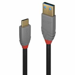 Lindy 3m USB 3.2 Type A to C Cable, 5A PD, Anthra Line (3m USB 3.2 Type A to C Cable, - 10Gbps, 5A, PD, Anthra Line)