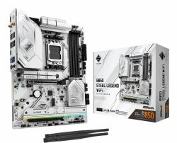 Asrock B850 Steel Legend WiFi AMD B850 Socket AM5 ATX (ASRock B850 Steel Legend WiFi AMD AM5 Socket Motherboard, ATX, 4x DDR5 Slots, 4x M.2 Sockets, Fitted I/O Shield, 2.5GbE LAN, Wi-Fi 7, 1x HDMI ...