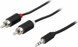 Deltaco MM-140A Audio-Kabel 2 m 3.5mm RCA Schwarz (DELTACO audiokabel - 2 m)