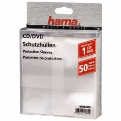 Hama CD/DVD Protective Sleeves, Pack of 50 50 Disks Transparent (Hama CD/DVD lomme)