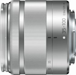 Panasonic LUMIX G Vario 35-100mm F4.0-F5.6 Asph. MEGA OIS SLR Telezoom-Objektiv Silber (H-FS35100E-S - LUMIX G Vario 35-100mm f/4-5.6 Asph. Mega O.I.S. - Silver)
