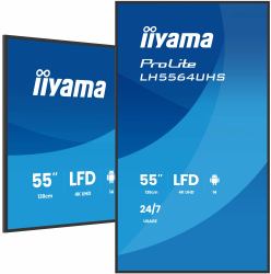 iiyama LH5564UHS-B1AG Signage-Display Digital Signage Flachbildschirm 139,7 cm [55"] WLAN 500 cd/m² 4K Ultra HD Schwarz Eingebauter Prozessor Android 24/7 (55" 3840x2160, UHD VA DLED panel, Haze 2...