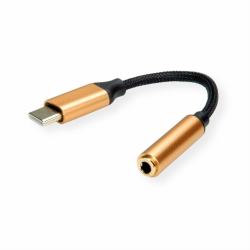 ROLINE 12.03.3223 Handykabel Schwarz, Gold 0,13 m USB C 3.5mm (USB-C / 3 5MM AUDIO KONVERTR - ROLINE GOLD)