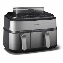 Philips 5000 series NA555/00 fryer Double 9 L Stand-alone 2750 W Hot air fryer Silver (Philips Airfryer NA555 00 Dual Basket)