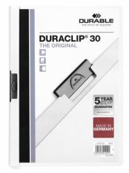 Durable Duraclip 30 report cover PVC Transparent, White (Durable DURACLIP 30 A4 Folder White [25])
