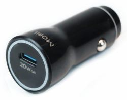 Mobilis 020016 Ladegerät für Mobilgeräte Smartphone, Tablets Schwarz Zigarettenanzünder Schnellladung Auto (ENERGY CHARGER - 20W CAR - CHARGER - 1 USB C - SOFT BAG)