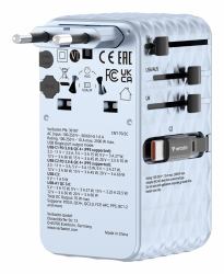 Verbatim Charge 'n' Travel 70W Universal Blau AC Schnellladung Drinnen (VERBATIM CHARGE 'N' TRAVEL 70W 2C RETRACTABLE UNIVERSAL TRAVEL ADAPTER BLUE)