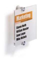 Durable 482219 Zeichenhalter und Informationsstand Schilderhalter Acryl, Aluminium Aluminium, Transparent (Durable CRYSTAL Door Sign 148x148mm)