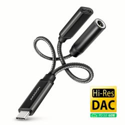 Axagon ADA-HCPD cavo audio 0,1 m USB-C, 3.5 mm USB-C Nero (*ADA-HCPD USB-C 32bit PD external soun)