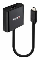 Lindy 43438 câble vidéo et adaptateur 0,15 m USB Type-C HDMI Noir (USB Type C to HDMI 4K60 - Converter - Warranty: 120M)