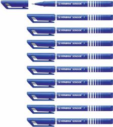 STABILO SENSOR fine Fineliner with Cushioned F-Tip Pack of 10 Blue