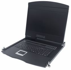 Intellinet Rackmount 19" LCD-DVI-Konsole für modulare KVM-Switche, DVI-LCD-Bildschirm mit 19"-Bildschirmdiagonale zur 19"-Rackmontage, 1 HE, modulares System, Tastatur mit französischem Layout (R...
