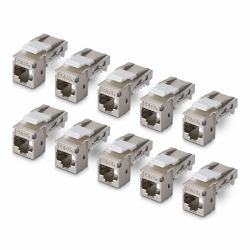 StarTech.com Shielded Cat6a Keystone Jack, 10-Pack RJ45 Ethernet Keystone Jacks, STP Cat6a Wall Jack, 90-Degree Toolless (CAT6A STP KEYSTONE JACK 10-PACK - 90-DEGREE/TOOLLESS/SHIELDED)
