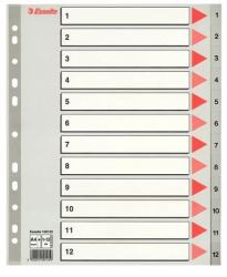 Esselte 100125 tab index Numeric tab index Polypropylene [PP] Grey (Esselte register PP A4 maxi 1-12 grÃ¥)