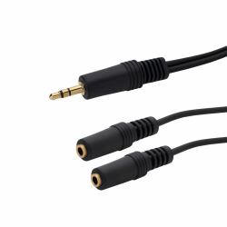 Computer Gear 26-0002 Kabelspalter oder -kombinator Kabelsplitter Schwarz (0.15M 3.5MM STEREO JACK AUDIO - SPLITTER CABLE - MALE TO 2 X FEM)