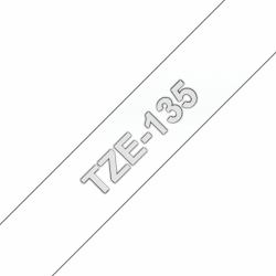 Brother TZE-135 Etiketten erstellendes Band Weiss auf Transparent (TZE-135 LAMINATED TAPE 12MM 8M - WHITE ON CLEAR)