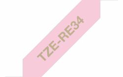 Brother TZE-RE34 Etiketten erstellendes Band Gold auf Rosa (TZERE34 12MM GOLD ON PINK RIBBON TAP)