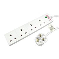 target 2m 4 Gang Surge Protected LED Indicator UK Mains Extension - White