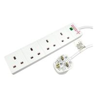 target 5m 4 Gang Surge Protected LED Indicator UK Mains Extension - White