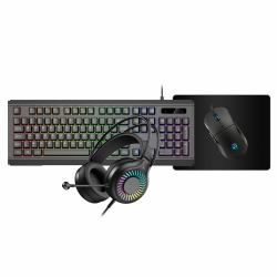 VIDA GAMER BLK 4IN1 USB KB MS HS KIT keyboard Mouse included Gaming QWERTY UK English Black 