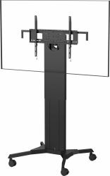 vision Display floor stand trolley - motorised - heavy duty - fits displays up to 100" with VESA sizes up to 800 x 600 - premium 4" wheels for smooth movement - removeable wheels for non-portable variation - removeable rear legs to lean against walls - swl 95 kg - cable controller - RS232 control - height to centre of screen 1242 to 2042 mm - supports portrait or landscape style - angle brackets for optional kiosk-style installation - black